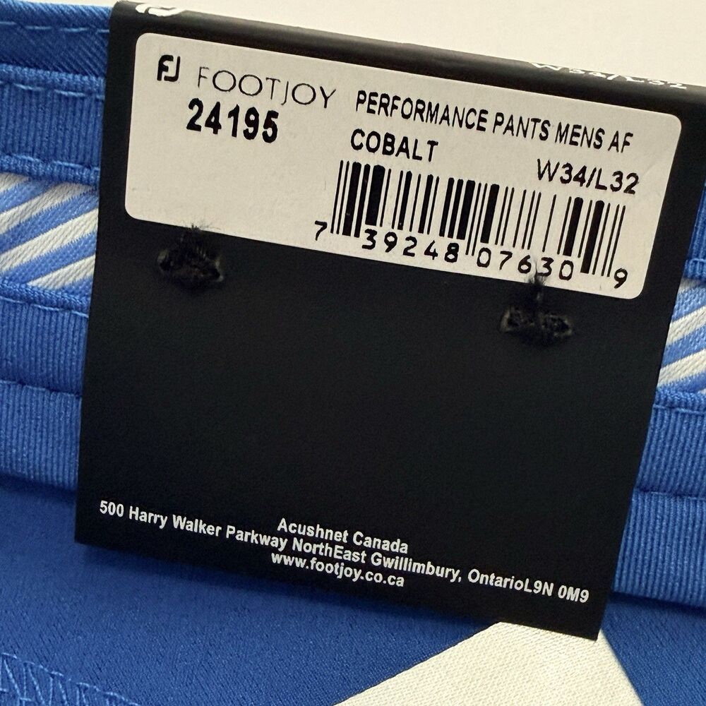 NWT Footjoy FJ Athletic Fit Golf Pant 34X32 Cobalt Blue Performance 5-Pocket NEW - Picture 5 of 12